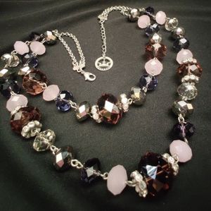 Vintage Trifari 2 chain Purples & Blk Rhinestone